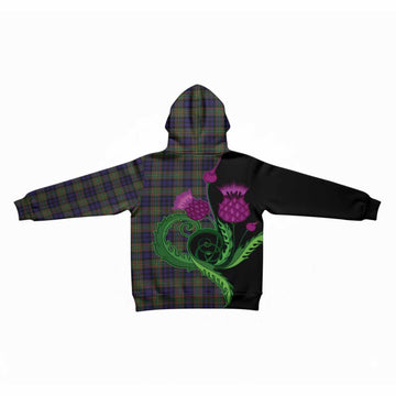 Clelland Tartan Kid Hoodie Traditional Scottish Thistle