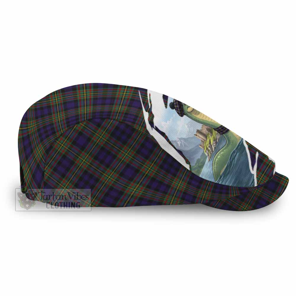Clelland Tartan Loch Ness Monster Scottish Heritage Art Flat Cap, Jeff Cap