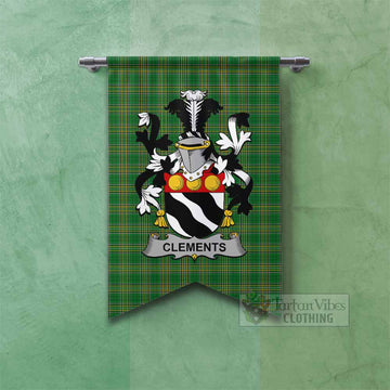 Clements Irish Clan Tartan Gonfalon, Tartan Banner with Coat of Arms