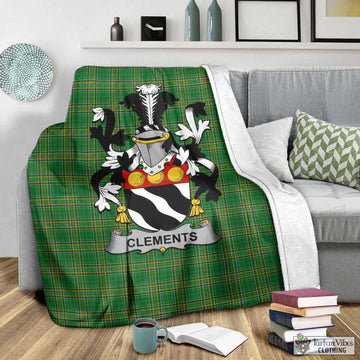Tartan Vibes Clothing Clements Irish Clan Tartan Blanket with Coat of Arms