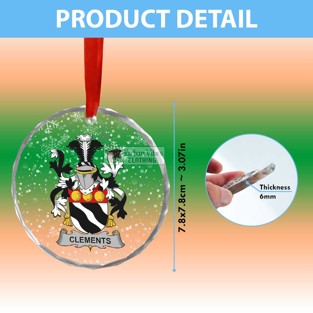 Tartan Vibes Clothing Clements Irish Clan Christmas Glass Ornament with Coat of Arms