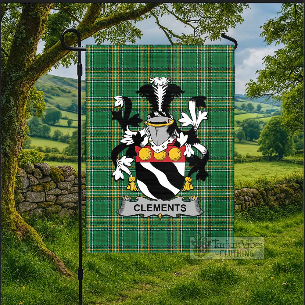 Clements Irish Clan Tartan Flag with Coat of Arms