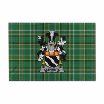 Clements Irish Clan Tartan House Flag with Coat of Arms