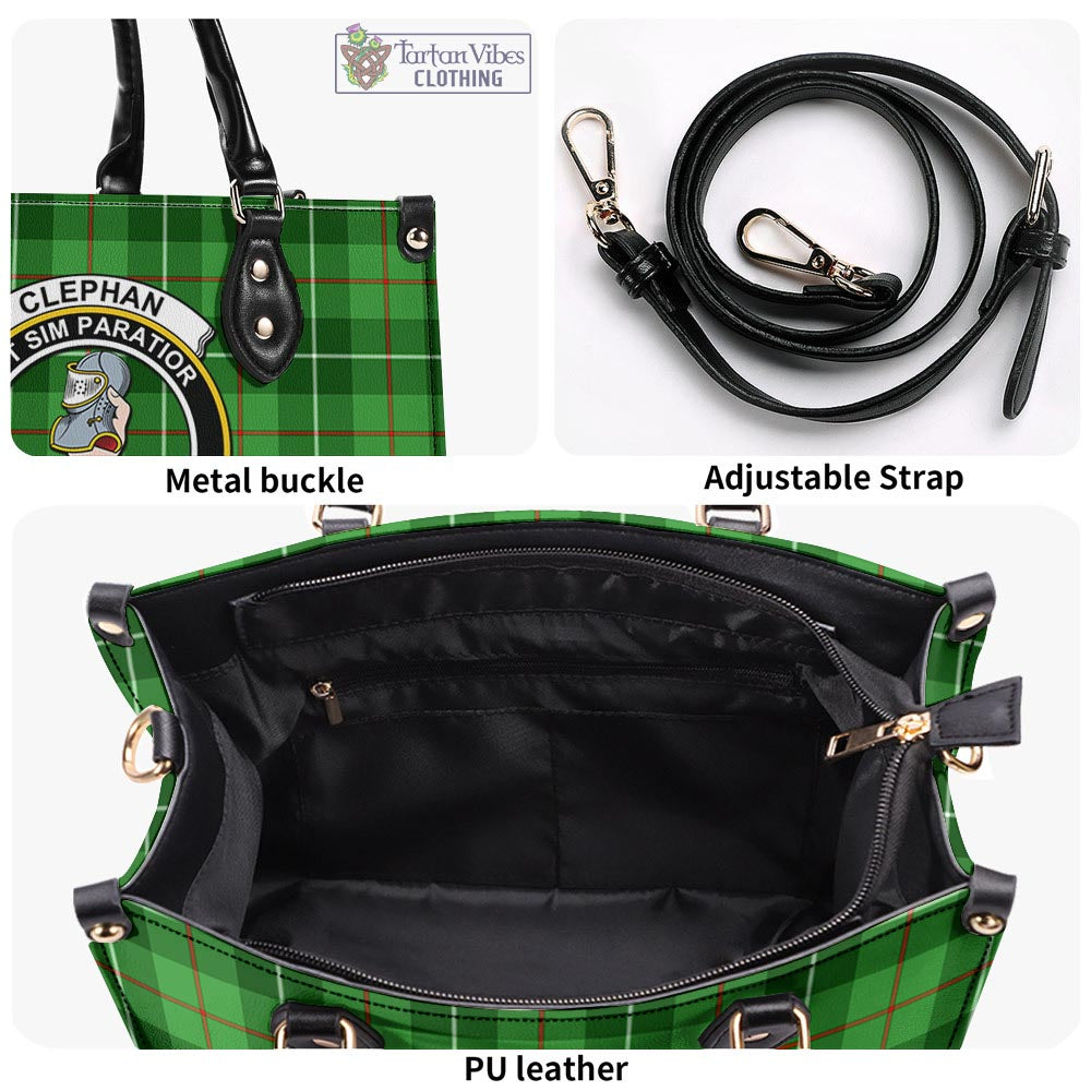 Clephane (Clephan) Tartan Luxury Leather Handbags with Family Crest - Tartan Vibes Clothing