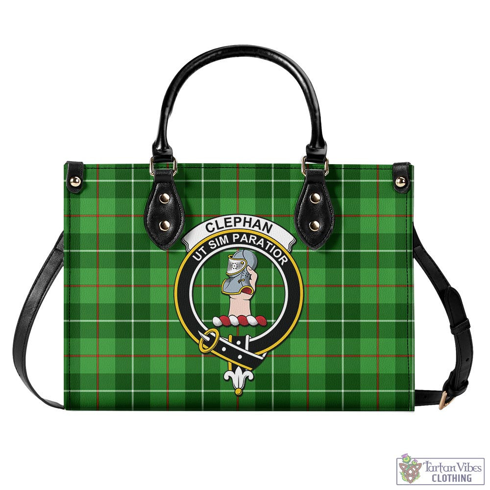Clephane (Clephan) Tartan Luxury Leather Handbags with Family Crest - Tartan Vibes Clothing