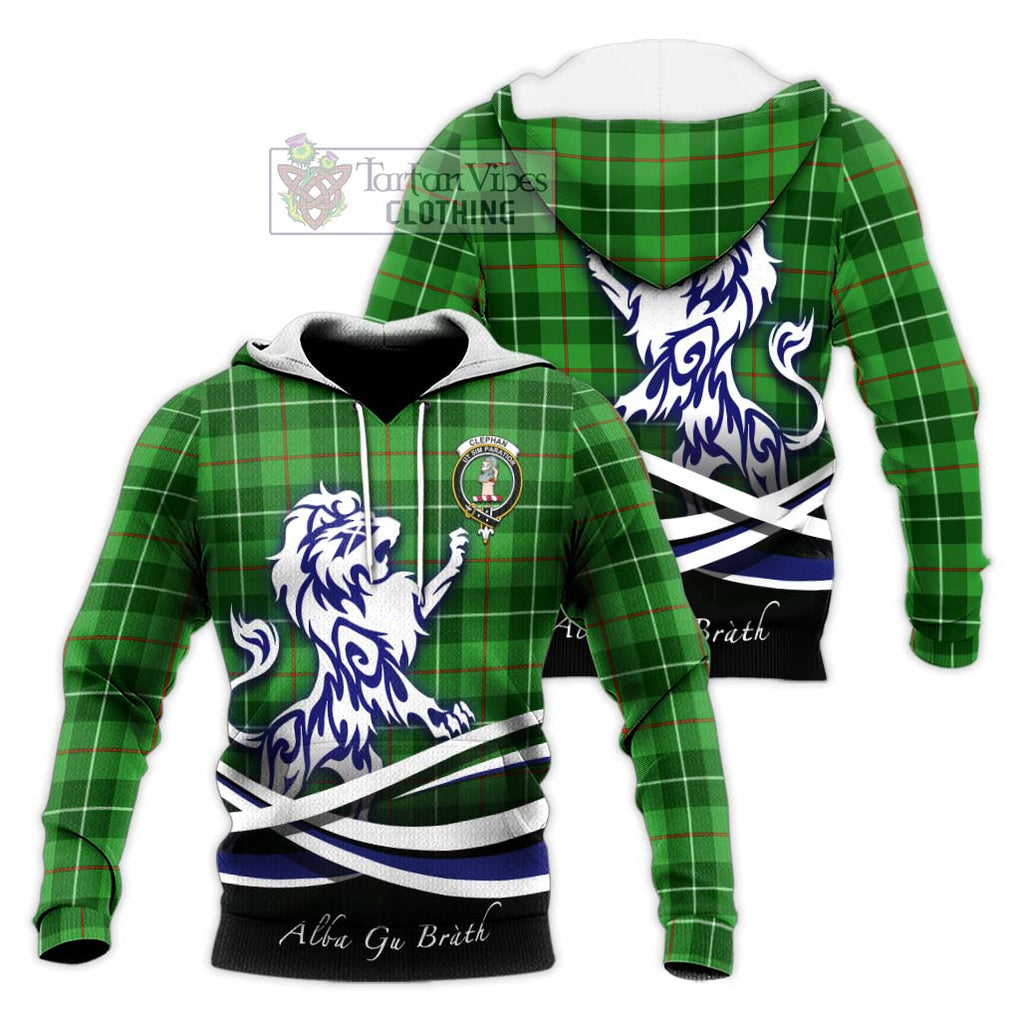 Clephane (Clephan) Tartan Knitted Hoodie with Alba Gu Brath Regal Lion Emblem Unisex Knitted Pullover Hoodie - Tartan Vibes Clothing