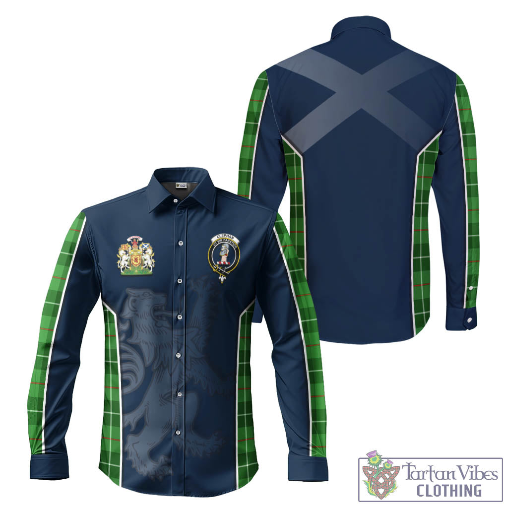 Tartan Vibes Clothing Clephan Tartan Long Sleeve Button Up Shirt with Family Crest and Lion Rampant Vibes Sport Style