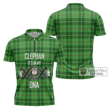 Clephane (Clephan) Tartan Zipper Polo Shirt with Family Crest DNA In Me Style Unisex - Tartanvibesclothing Shop
