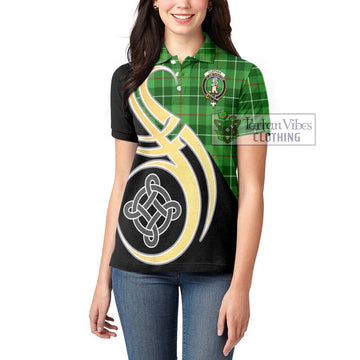 Clephane (Clephan) Tartan Women's Polo Shirt with Family Crest and Celtic Symbol Style Women - Tartan Vibes Clothing