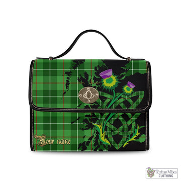 Clephan Tartan Waterproof Canvas Bag with Scotland Map and Thistle Celtic Accents