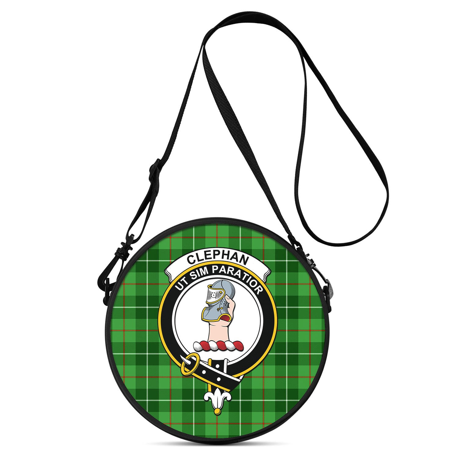 Clephane (Clephan) Tartan Round Satchel Bags with Family Crest One Size 9*9*2.7 inch - Tartan Vibes Clothing