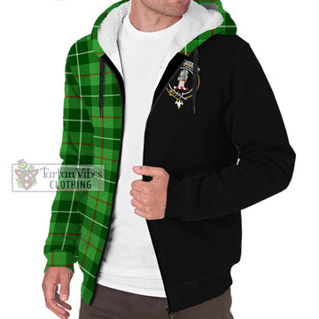 Clephane (Clephan) Tartan Sherpa Hoodie with Family Crest and Half Of Me Style Unisex S - Tartanvibesclothing Shop