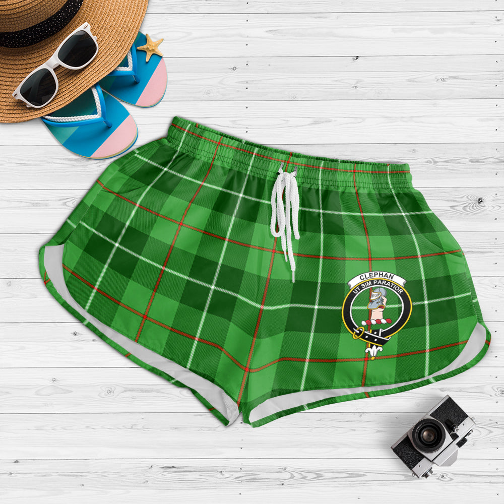 clephan-tartan-womens-shorts-with-family-crest