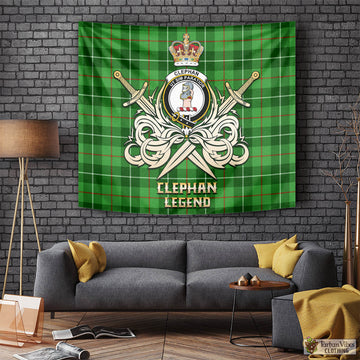 Tartan Vibes Clothing Clephan Tartan Tapestry with Clan Crest and the Golden Sword of Courageous Legacy