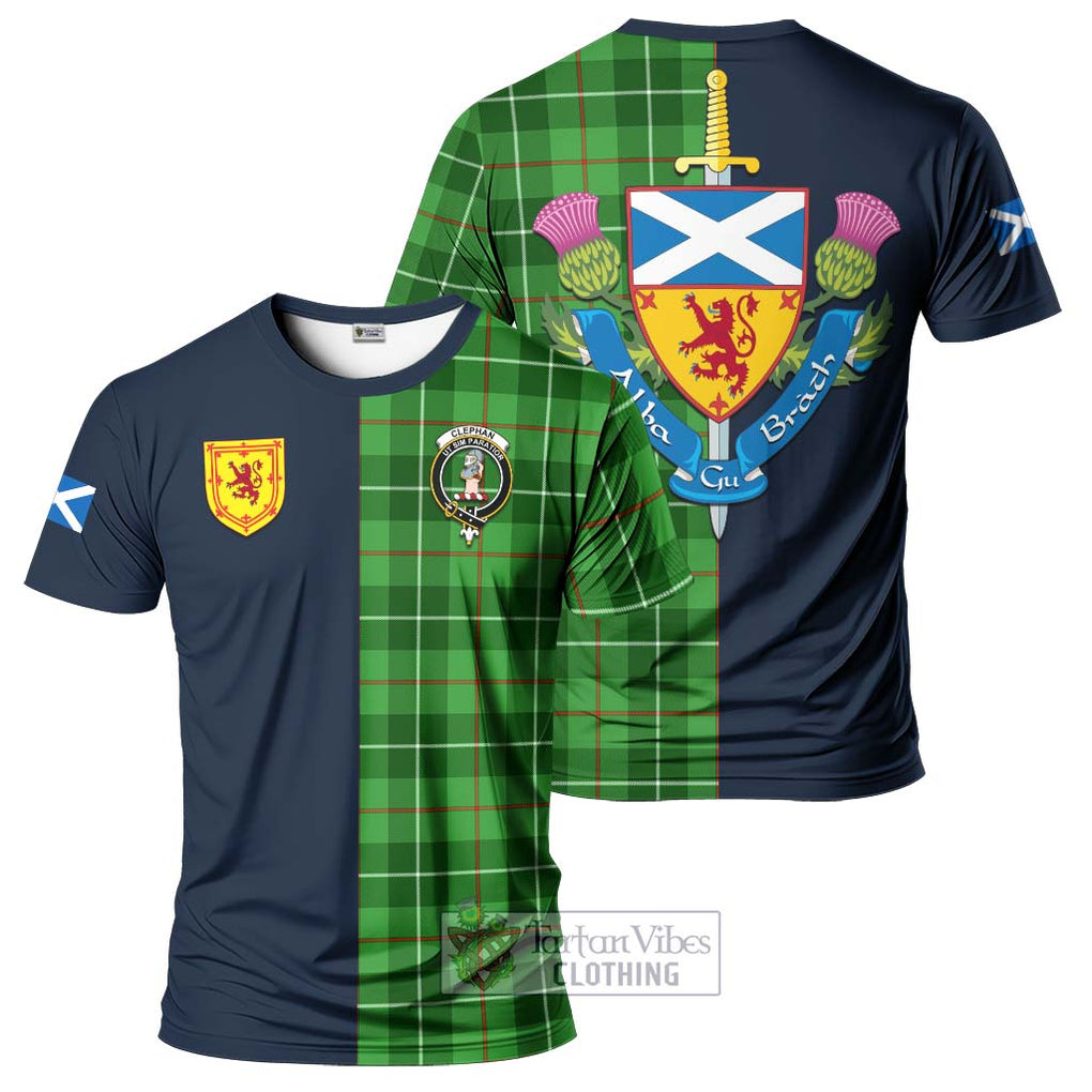 Tartan Vibes Clothing Clephan Tartan T-Shirt Alba with Scottish Lion Royal Arm Half Style