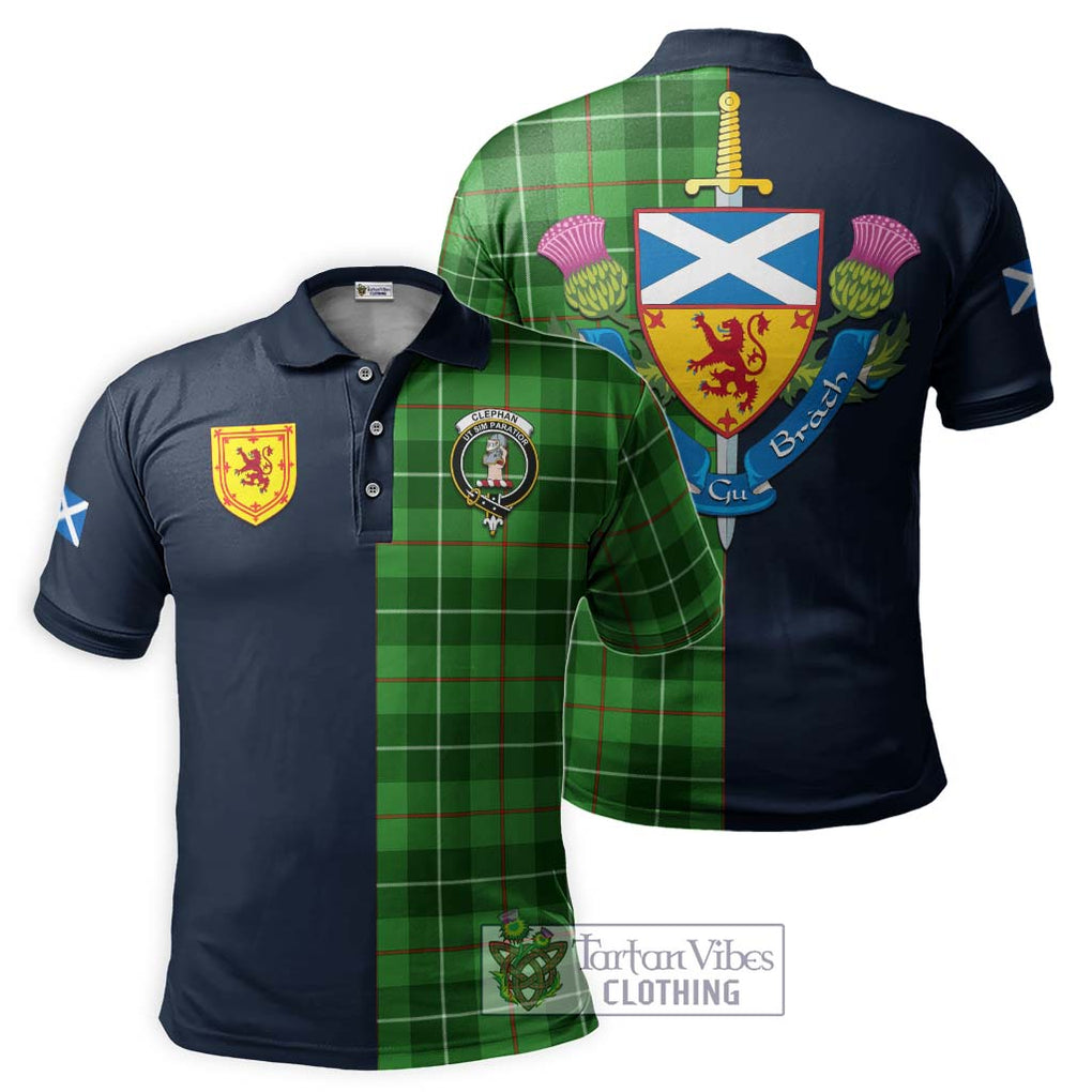 Clephane (Clephan) Tartan Polo Shirt Alba with Scottish Lion Royal Arm Half Style Kid - Tartan Vibes Clothing