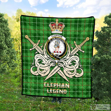Clephan Tartan Quilt with Clan Crest and the Golden Sword of Courageous Legacy