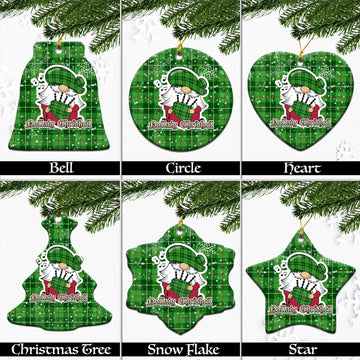 Clephane (Clephan) Tartan Christmas Ceramic Ornaments with Scottish Gnome Playing Bagpipes Ceramic - Tartan Vibes Clothing
