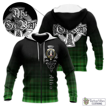 Clephan Tartan Knitted Hoodie Featuring Alba Gu Brath Family Crest Celtic Inspired