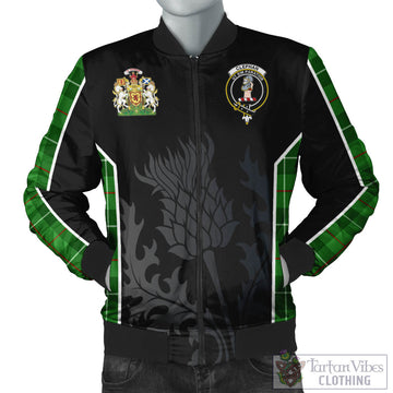 Tartan Vibes Clothing Clephan Tartan Bomber Jacket with Family Crest and Scottish Thistle Vibes Sport Style