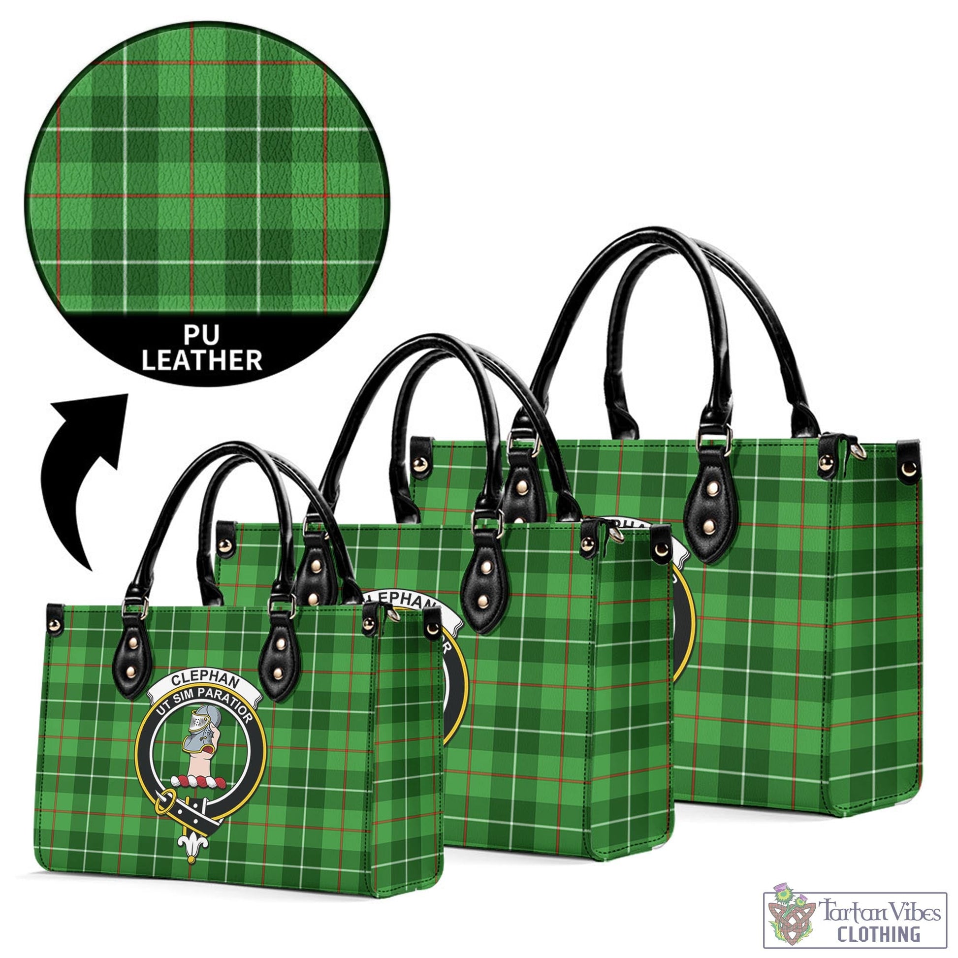 Clephane (Clephan) Tartan Luxury Leather Handbags with Family Crest L - Tartan Vibes Clothing