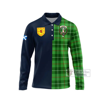 Clephane (Clephan) Tartan Long Sleeve Polo Shirt Alba with Scottish Lion Royal Arm Half Style Unisex - Tartan Vibes Clothing