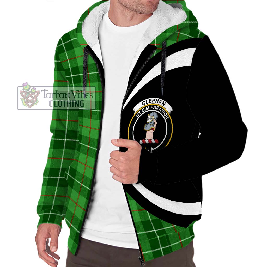 Clephane (Clephan) Tartan Sherpa Hoodie with Family Crest Circle Style Unisex S - Tartan Vibes Clothing