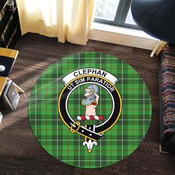 Clephane (Clephan) Tartan Round Rug with Family Crest Premium Round Rug - Tartan Vibes Clothing
