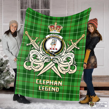 Clephan Tartan Blanket with Clan Crest and the Golden Sword of Courageous Legacy