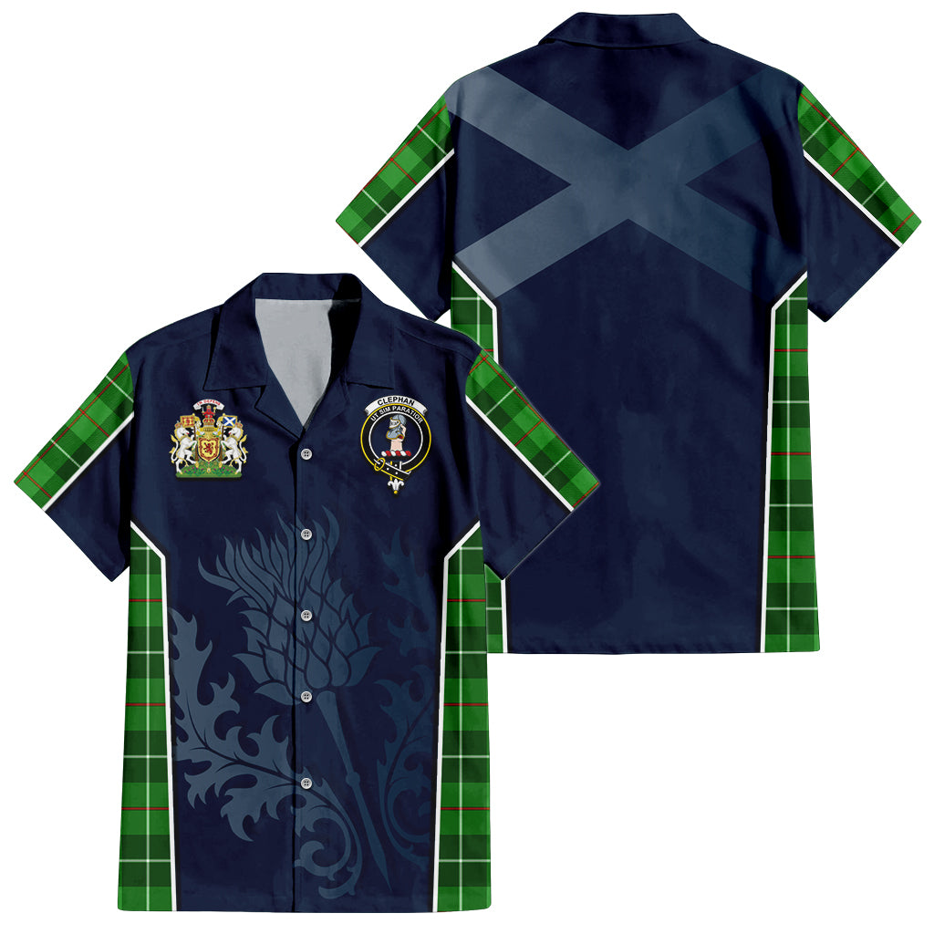 Clephane (Clephan) Tartan Hawaiian Shirt with Family Crest and Scottish Thistle Vibes Sport Style Kid - Tartan Vibes Clothing