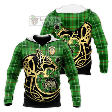 Clephane (Clephan) Tartan Knitted Hoodie with Family Crest Celtic Wolf Style Unisex Knitted Pullover Hoodie - Tartan Vibes Clothing