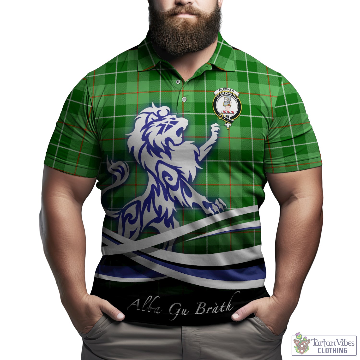Clephane (Clephan) Tartan Polo Shirt with Alba Gu Brath Regal Lion Emblem Kid - Tartan Vibes Clothing