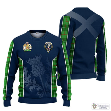 Clephan Tartan Knitted Sweatshirt with Family Crest and Scottish Thistle Vibes Sport Style
