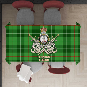 Clephan Tartan Tablecloth with Clan Crest and the Golden Sword of Courageous Legacy