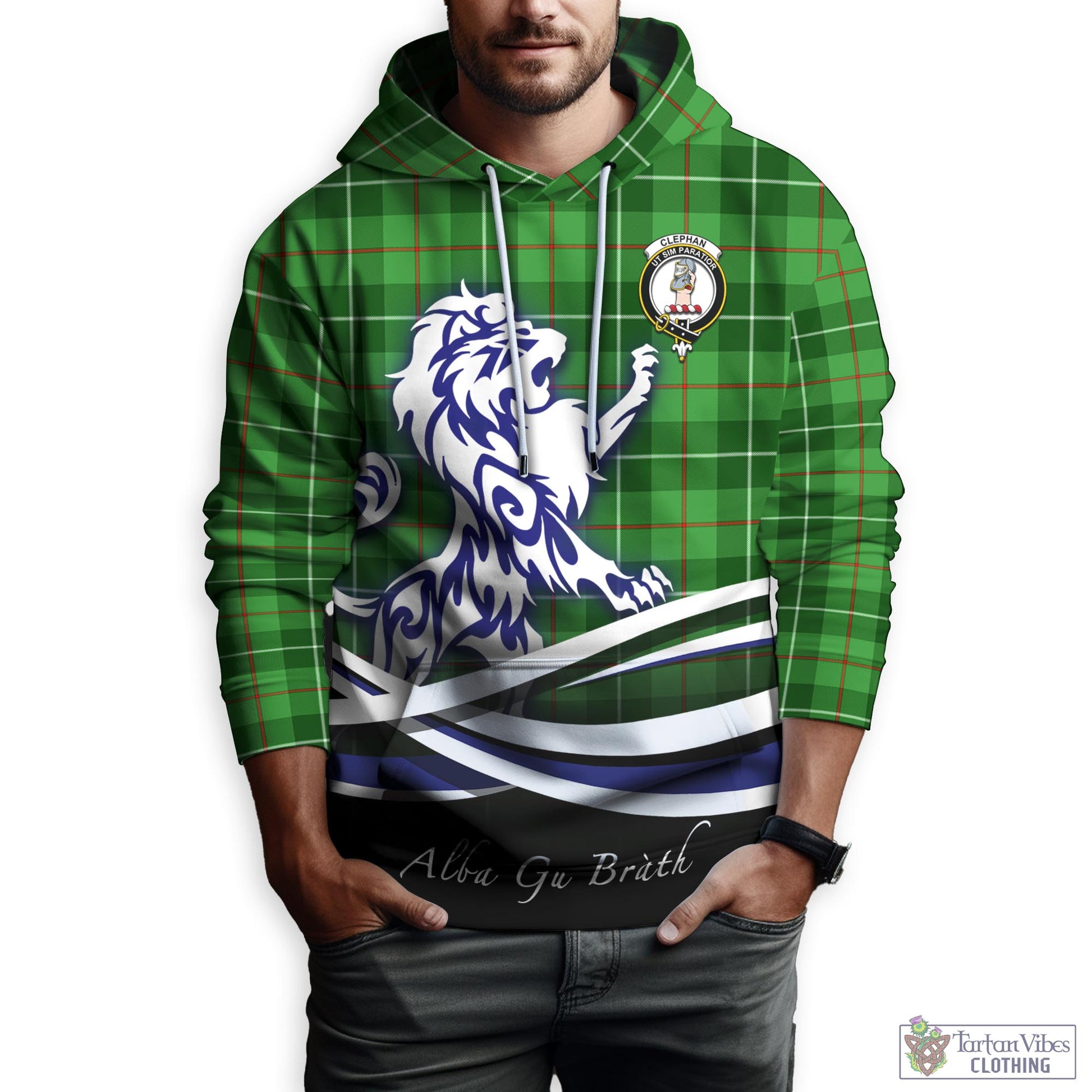 Clephane (Clephan) Tartan Hoodie with Alba Gu Brath Regal Lion Emblem Zip Hoodie - Tartan Vibes Clothing