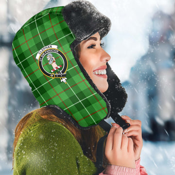 Clephan Tartan Winter Trapper Hat with Family Crest Winter Trapper Hat Universal Fit Circumference 22.8in (58cm) - Tartanvibesclothing