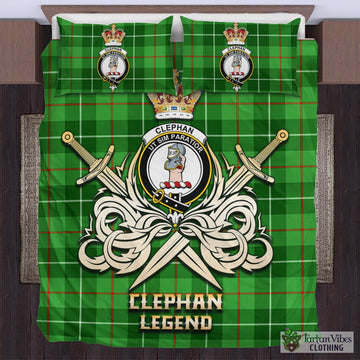 Clephan Tartan Bedding Set with Clan Crest and the Golden Sword of Courageous Legacy
