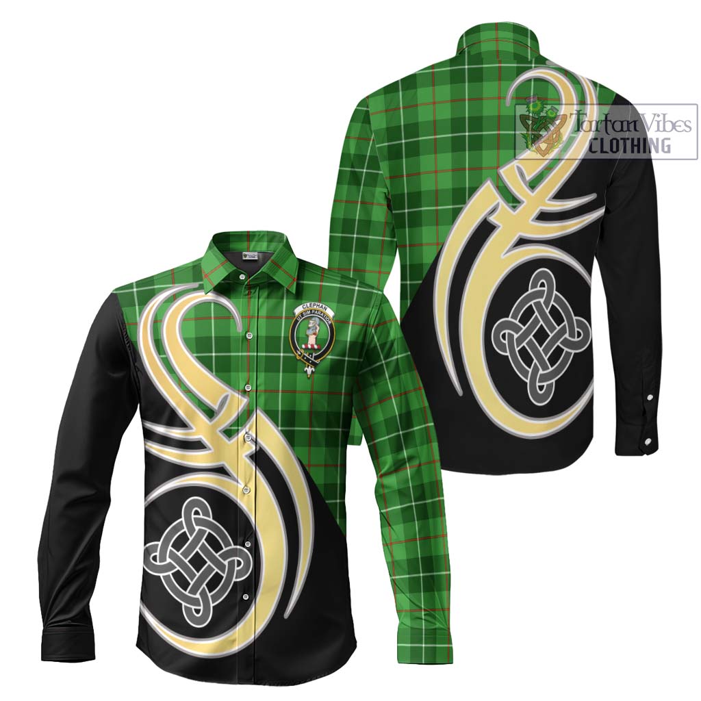 Clephane (Clephan) Tartan Long Sleeve Button Shirt with Family Crest and Celtic Symbol Style Men's Shirt S - Tartan Vibes Clothing