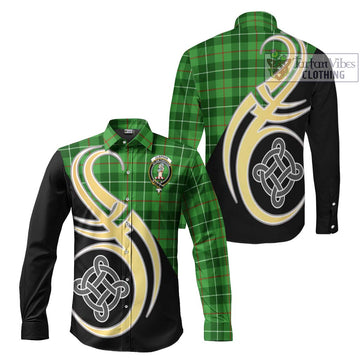 Clephane (Clephan) Tartan Long Sleeve Button Shirt with Family Crest and Celtic Symbol Style Men's Shirt S - Tartan Vibes Clothing
