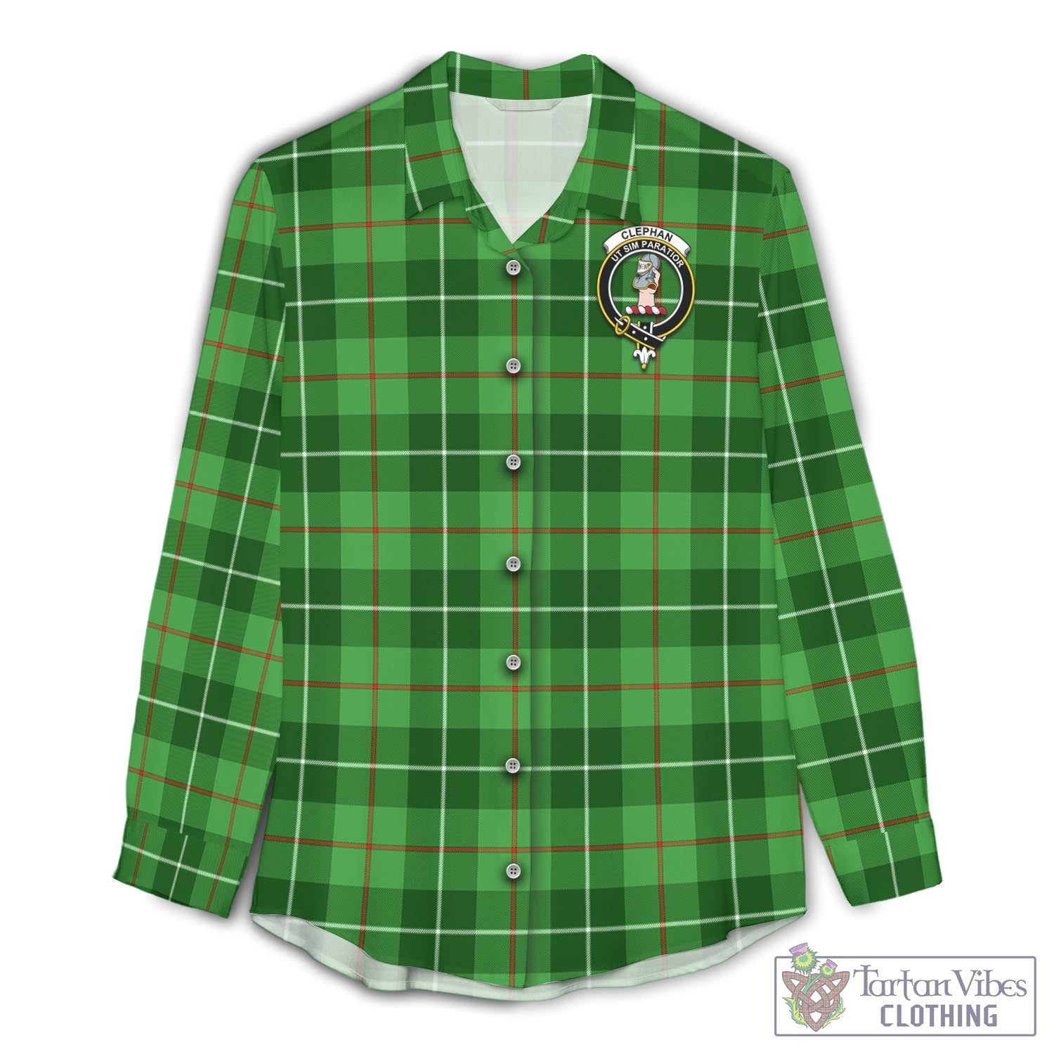 Tartan Vibes Clothing Clephan Tartan Womens Casual Shirt with Family Crest