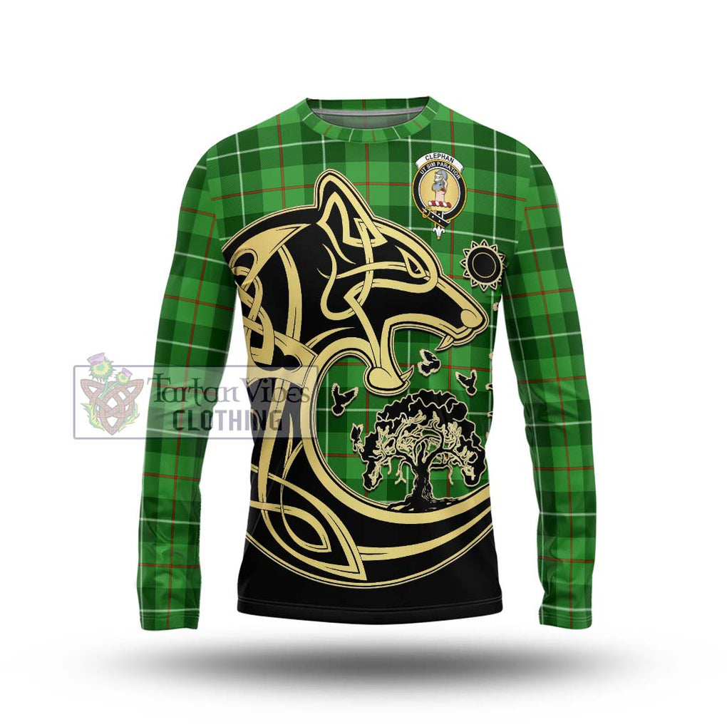 Clephane (Clephan) Tartan Long Sleeve T-Shirt with Family Crest Celtic Wolf Style Unisex - Tartan Vibes Clothing