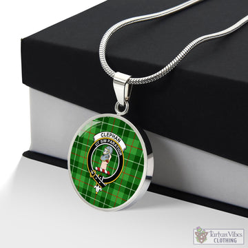 Clephane (Clephan) Tartan Circle Necklace with Family Crest Luxury Necklace (Silver) No - Tartan Vibes Clothing
