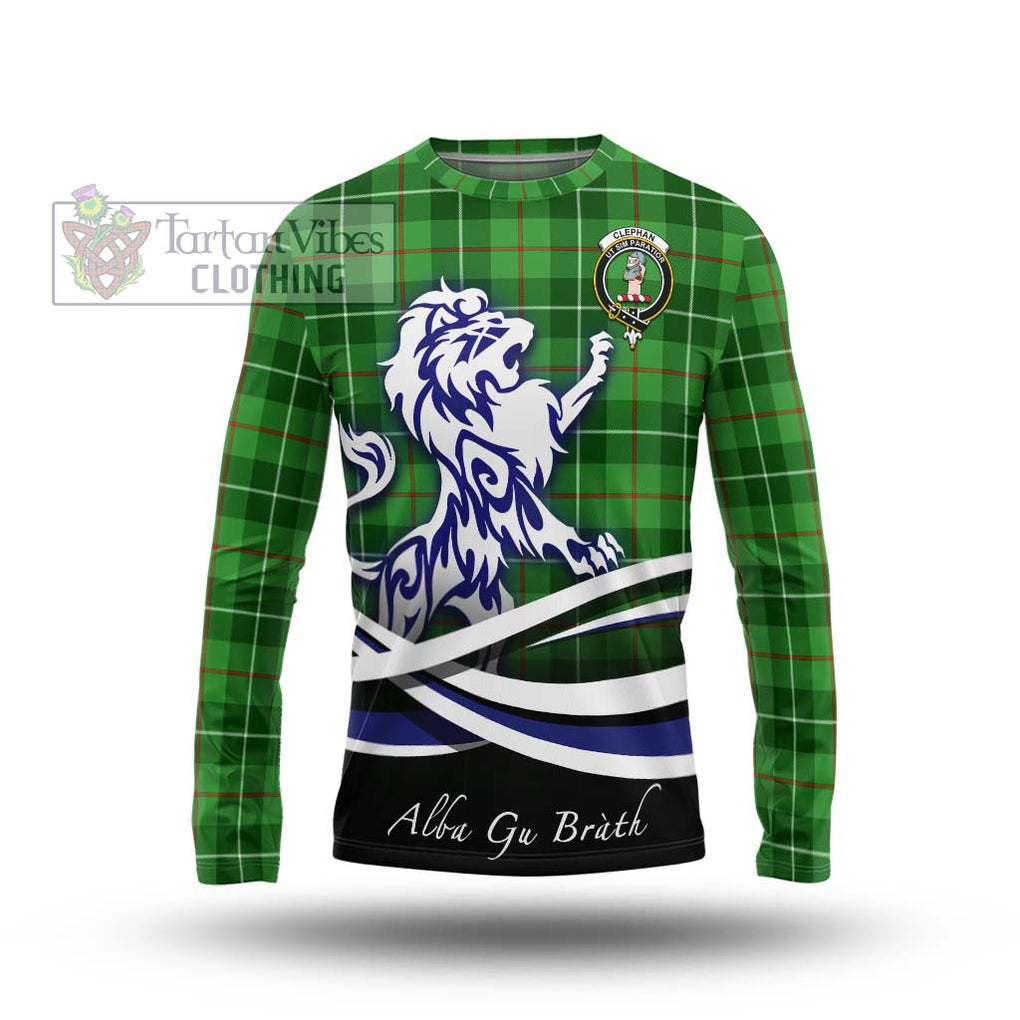 Clephane (Clephan) Tartan Long Sleeve T-Shirt with Alba Gu Brath Regal Lion Emblem Unisex - Tartan Vibes Clothing
