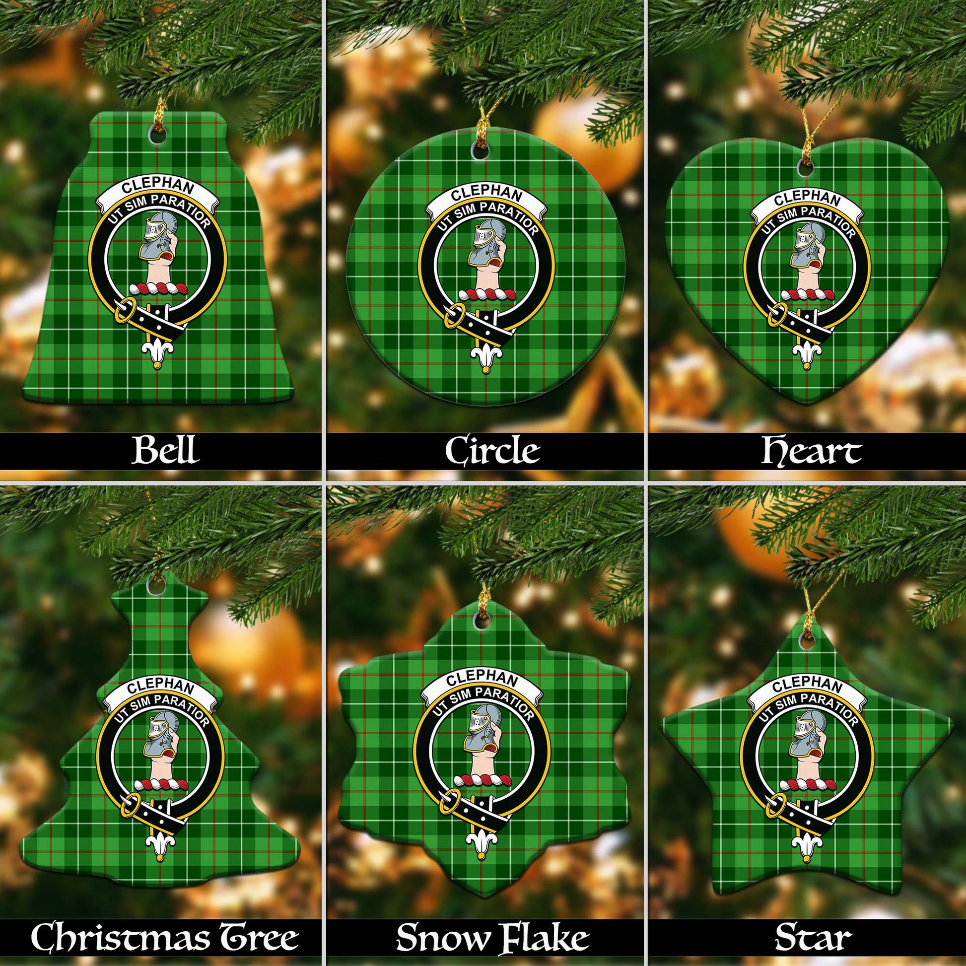 Clephane (Clephan) Tartan Christmas Ceramic Ornaments with Family Crest Ceramic - Tartan Vibes Clothing