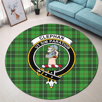 Clephane (Clephan) Tartan Round Rug with Family Crest - Tartan Vibes Clothing