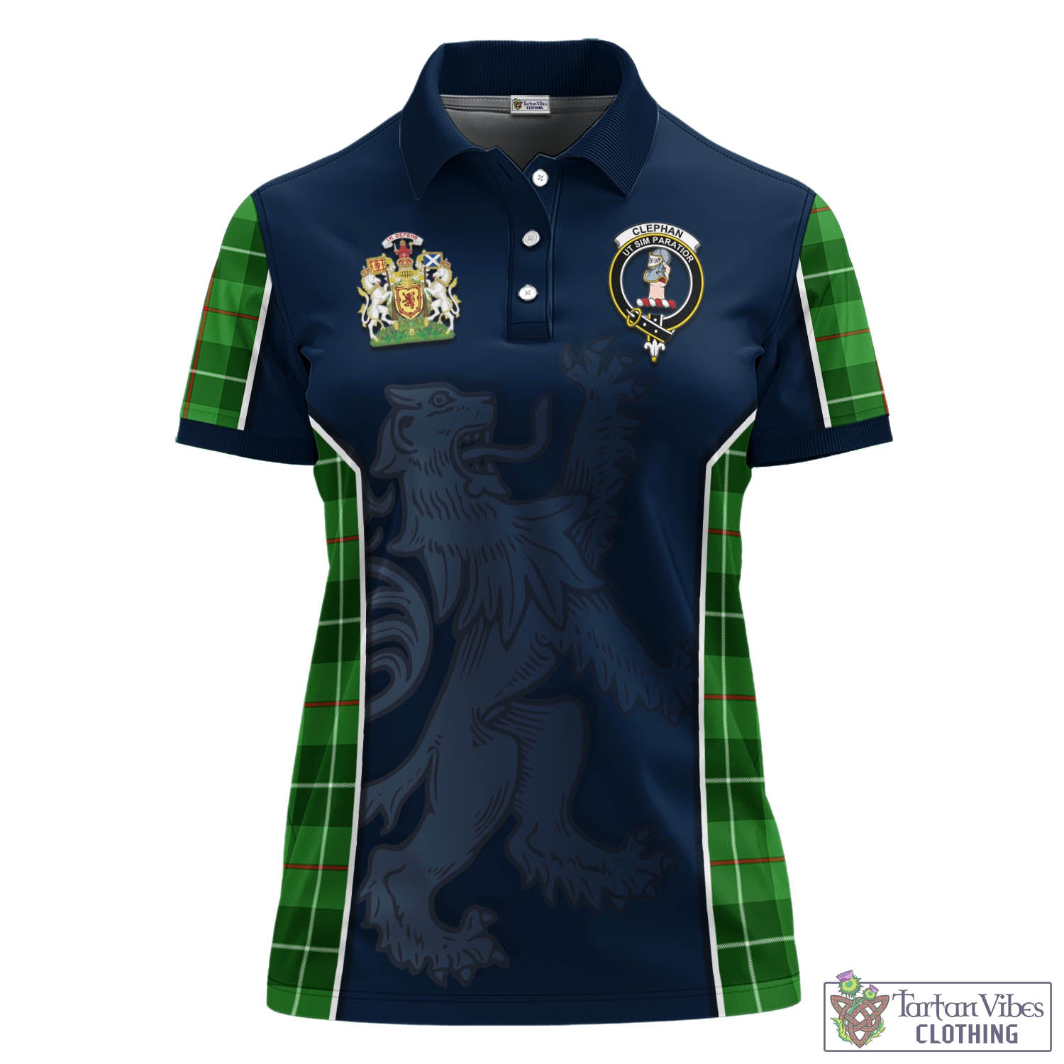 Clephane (Clephan) Tartan Women's Polo Shirt with Family Crest and Lion Rampant Vibes Sport Style - Tartan Vibes Clothing