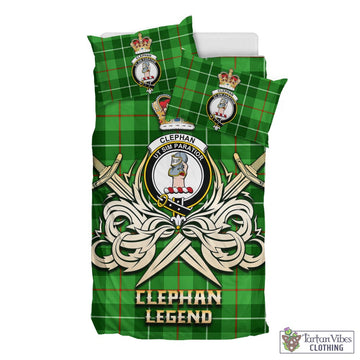 Clephan Tartan Bedding Set with Clan Crest and the Golden Sword of Courageous Legacy
