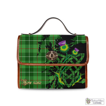 Clephan Tartan Waterproof Canvas Bag with Scotland Map and Thistle Celtic Accents