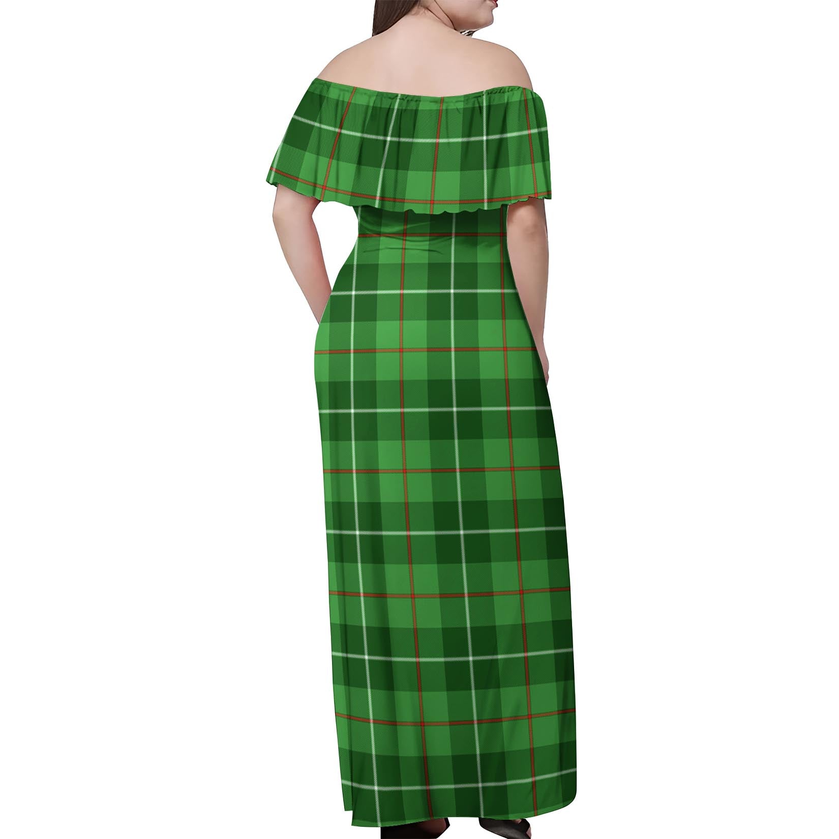 Clephane (Clephan) Tartan Off Shoulder Long Dress - Tartan Vibes Clothing
