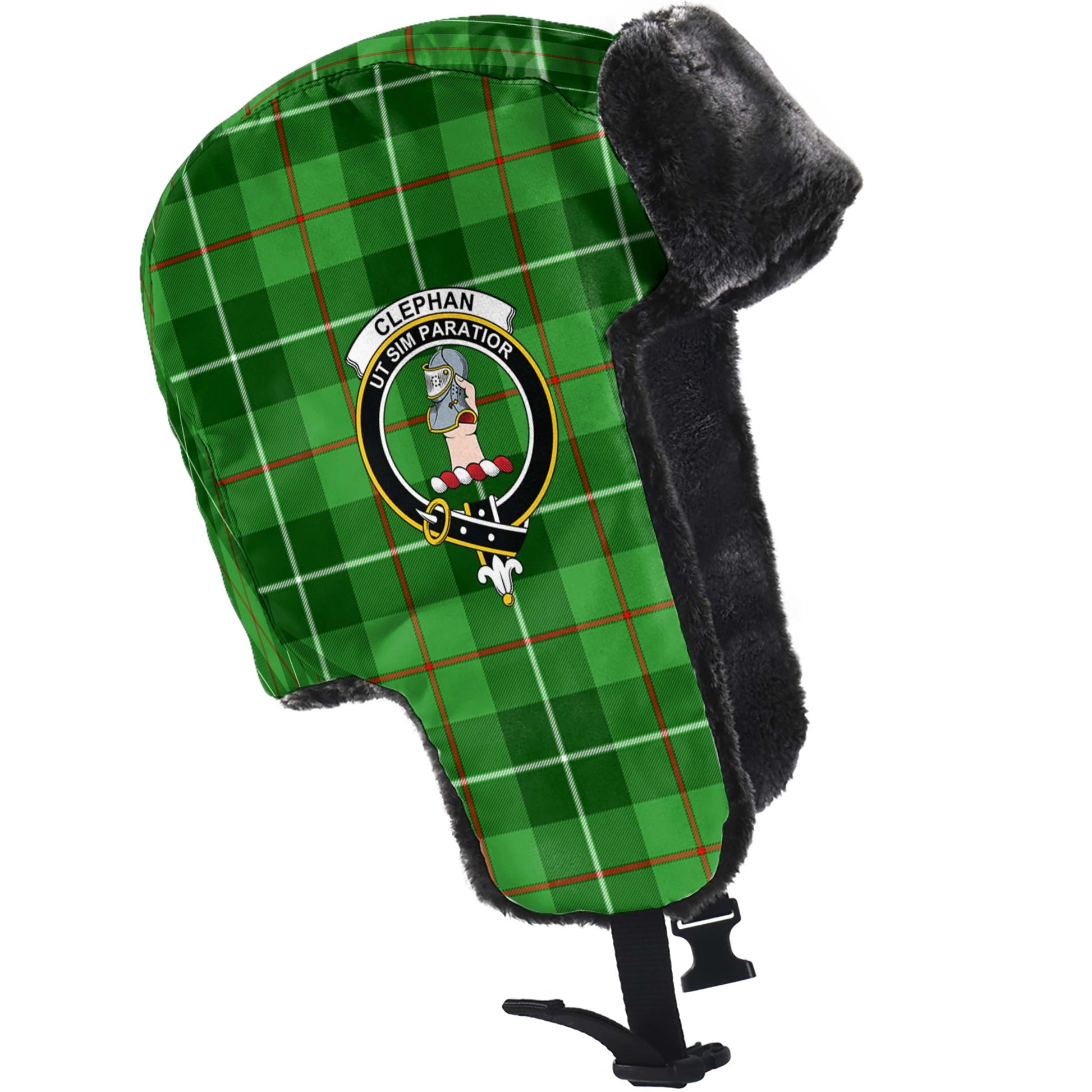 Clephan Tartan Winter Trapper Hat with Family Crest - Tartanvibesclothing